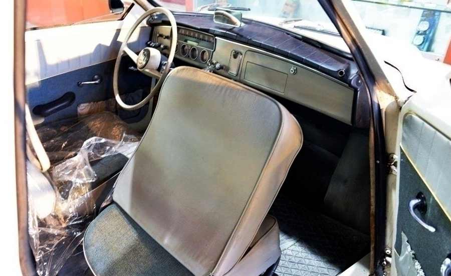 The interior of the classic Saab is without flaws