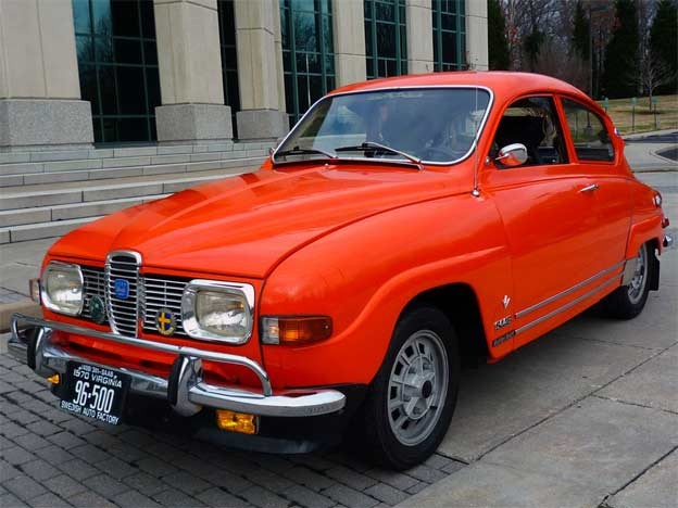 Saab 96 has had one repaint in the original SAAB competition orange