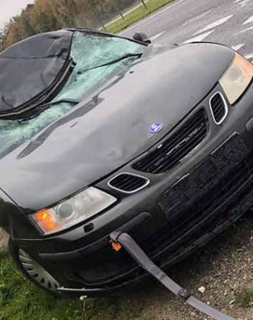 Saab after hit the moose