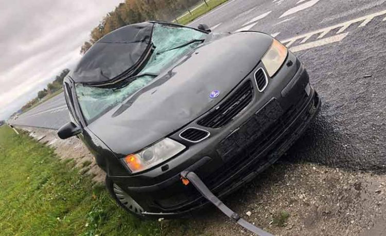 Saab after hit the moose