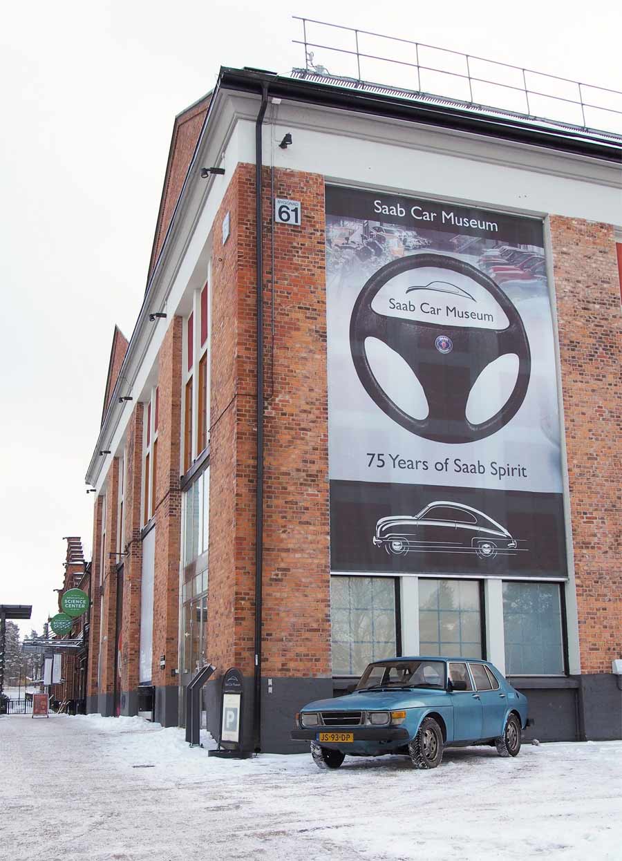 Vintage Charm in the North: Axel Roks' Restored 1983 Saab 99 Proudly Parked in Front of the Saab Museum in Trollhättan, Sweden