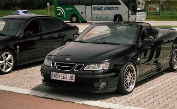 Capturing Saab's Legacy: A Black Saab 9-3 Convertible and Sedan Exemplify the Brand's Distinctive Design and Innovation