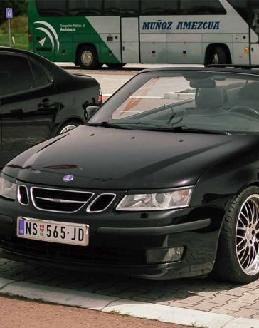 Capturing Saab's Legacy: A Black Saab 9-3 Convertible and Sedan Exemplify the Brand's Distinctive Design and Innovation