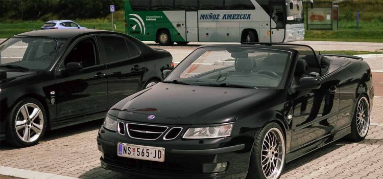 Capturing Saab's Legacy: A Black Saab 9-3 Convertible and Sedan Exemplify the Brand's Distinctive Design and Innovation