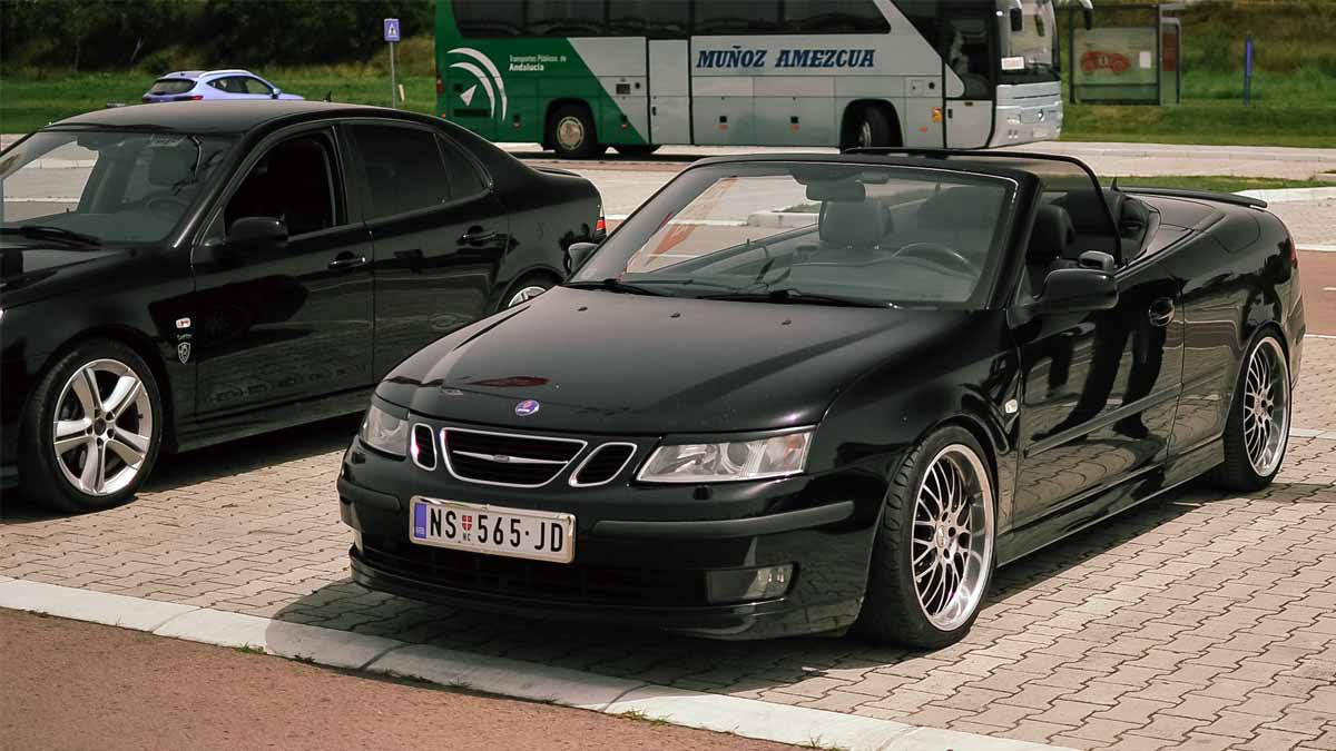 Capturing Saab's Legacy: A Black Saab 9-3 Convertible and Sedan Exemplify the Brand's Distinctive Design and Innovation