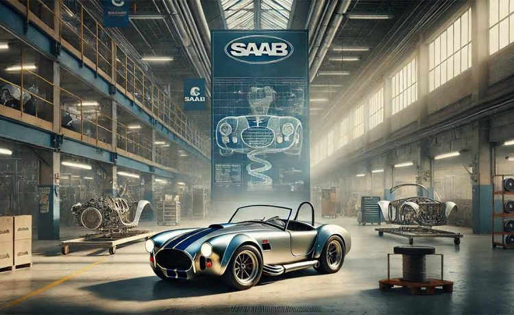 Trollhättan’s automotive legacy continues – The AC Cobra GT Roadster takes shape at the former Saab factory, with its chassis and production process on display, while the Saab heritage lingers in the background, marking a new era for the historic facility.