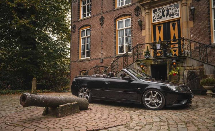 The KCPerformance Saab 9-3 Turbo X Convertible: a masterpiece of engineering, blending all-wheel-drive power with elegant open-top design.