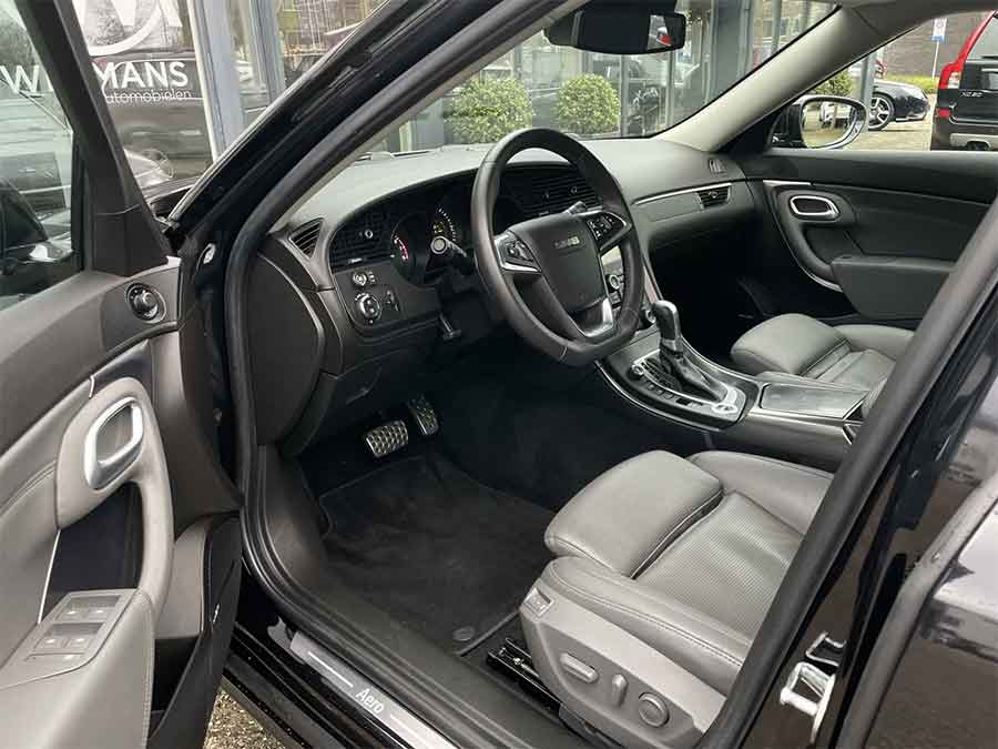 Pristine interior of the 2010 Saab 9-5 NG Aero XWD—no signs of wear, with all components looking factory-new, reflecting its meticulous care and low mileage.