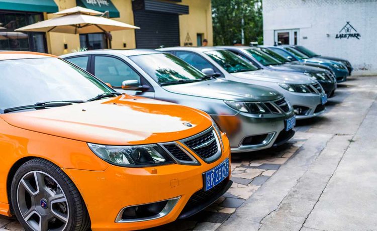 A vibrant lineup of Saab cars at the 2024 Beijing gathering, showcasing the passion and dedication of Saab enthusiasts in China. Photo by Li Cheng.