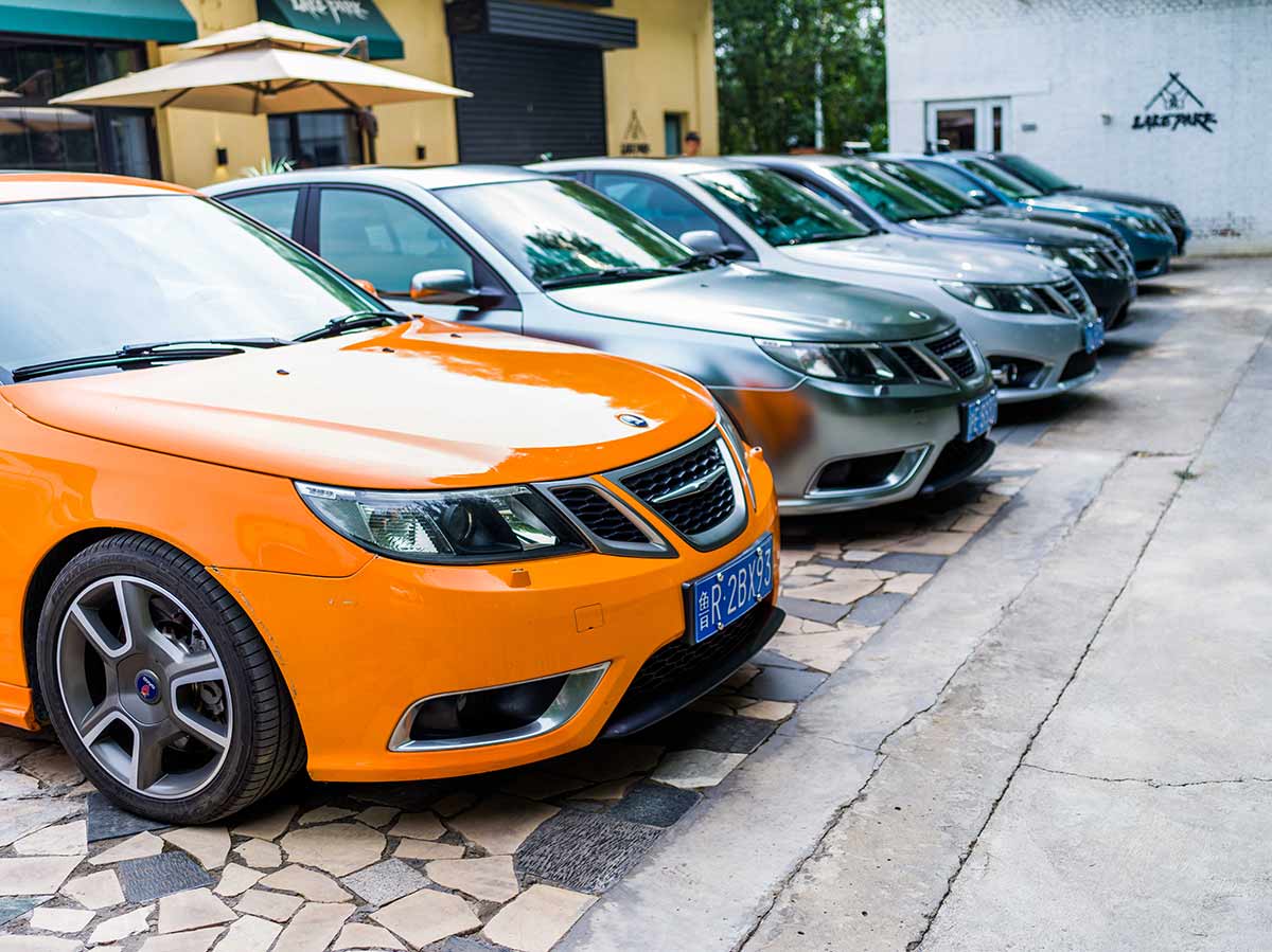 A vibrant lineup of Saab cars at the 2024 Beijing gathering, showcasing the passion and dedication of Saab enthusiasts in China. Photo by Li Cheng.