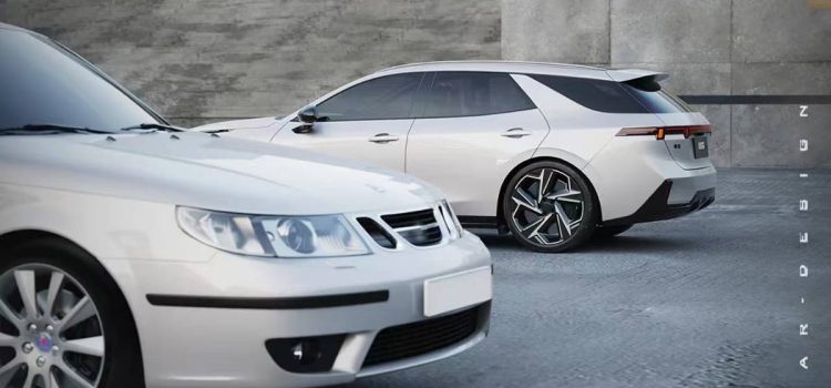 A striking side-by-side comparison of the classic Saab 9-5 Wagon and Sugar Chow's futuristic Lynk & Co 07 Wagon concept.