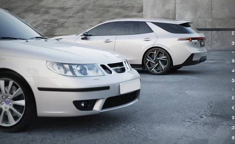 A striking side-by-side comparison of the classic Saab 9-5 Wagon and Sugar Chow's futuristic Lynk & Co 07 Wagon concept.