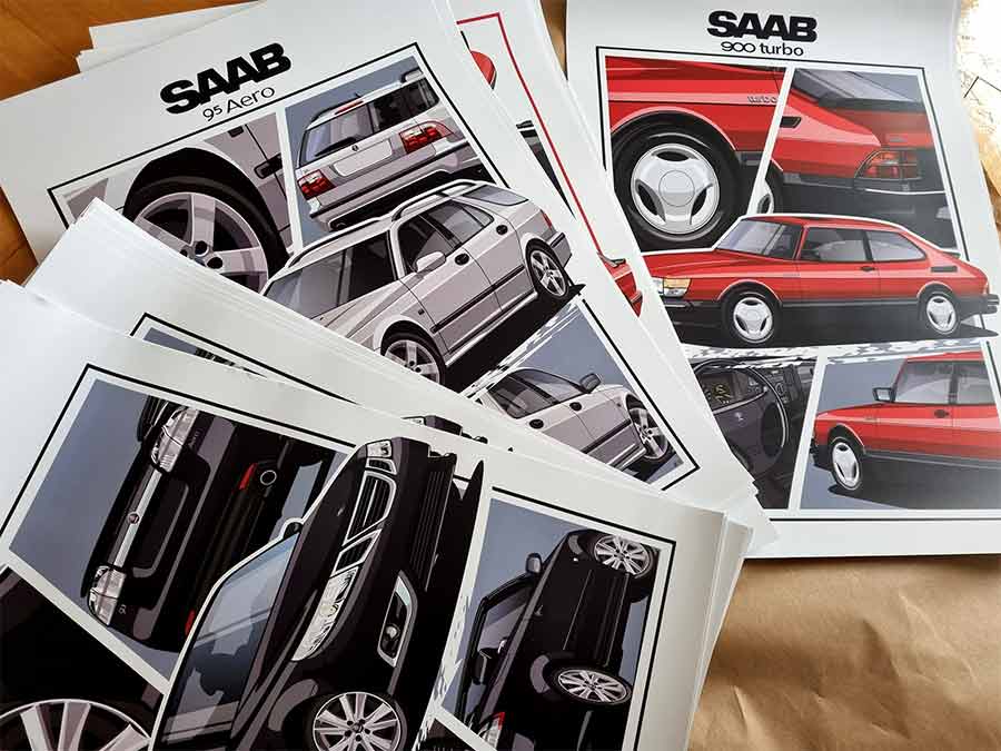 Saab cars poster by Motopixele