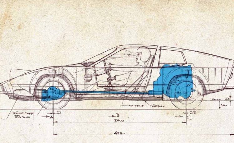 In 1970, Björn Andreasson designed the new Sonett IV with a central engine and four-wheel drive, using many chassis details from the then-new Saab 99.