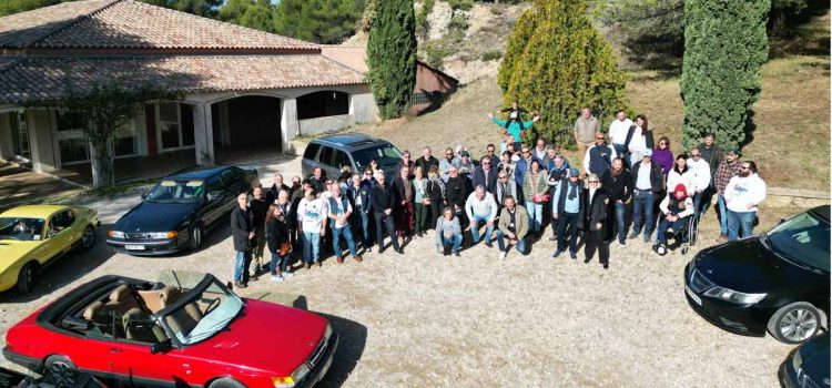 Saab enthusiasts gather at the picturesque Château Virant in Provence, celebrating a legacy of Swedish innovation and camaraderie