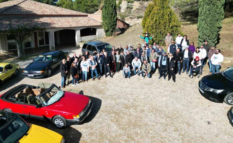 Saab enthusiasts gather at the picturesque Château Virant in Provence, celebrating a legacy of Swedish innovation and camaraderie