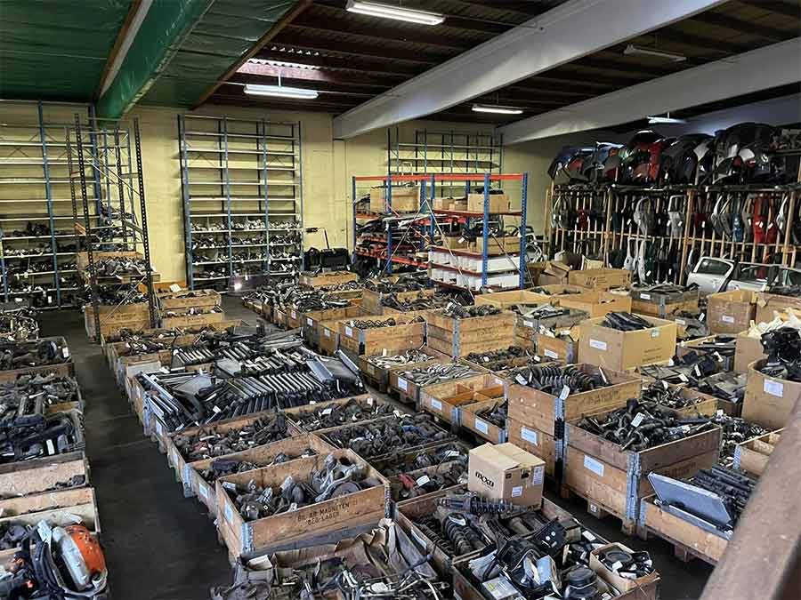 An inside look at KM Bildemontering’s massive Saab parts inventory, where 80,000 components await their final sale before the doors close for good.