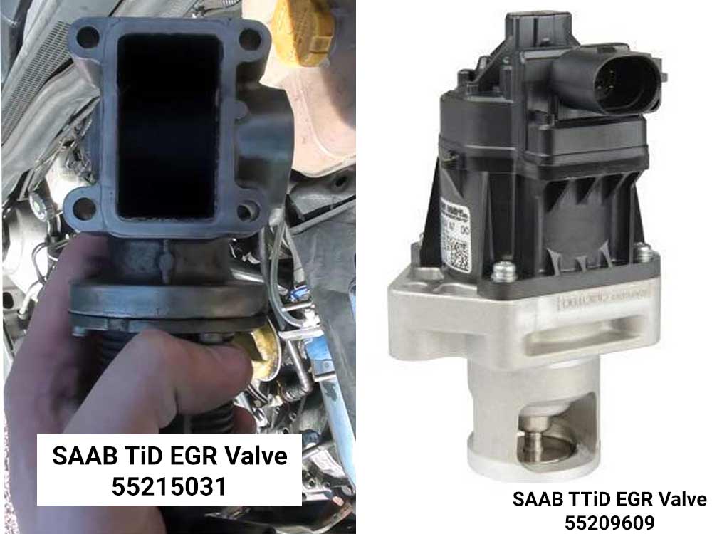 The Saab TiD (left) and TTiD (right) EGR valves may look different, but both are prone to carbon buildup that can cause the P0401 error code. Regular cleaning of these components is key to maintaining optimal engine performance and preventing costly repairs.