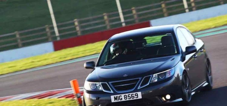 Saab 9-3 TTiD conquering Donington Park—proof that these turbocharged machines still belong on the track.