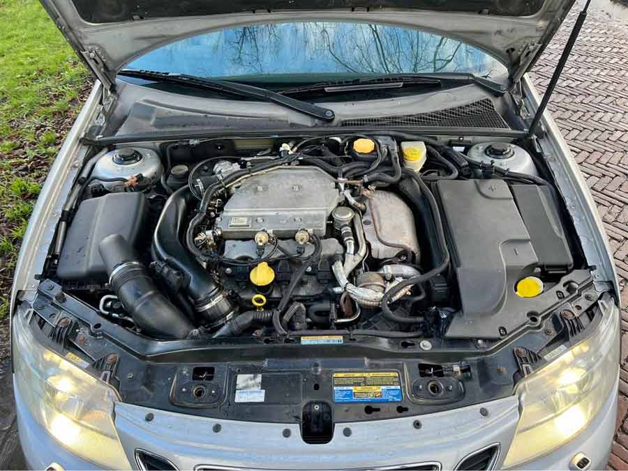 Engine Bay of Saab 9-3 V6 Showcasing the Robust Motor and Integrated LPG System Installation