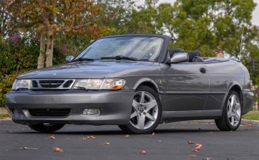 The rare 2001 Saab 9-3 Viggen Convertible in Steel Grey, now available on Cars & Bids. This high-performance model boasts a 2.3L turbocharged engine and a 5-speed manual transmission.