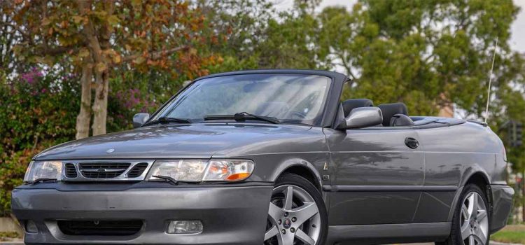 The rare 2001 Saab 9-3 Viggen Convertible in Steel Grey, now available on Cars & Bids. This high-performance model boasts a 2.3L turbocharged engine and a 5-speed manual transmission.