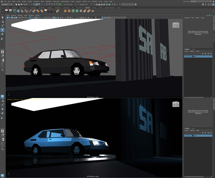 Reviving SAAB's Iconic Spirit: Auburn Hodgson's Tribute to Tony Scott's SAAB Advertisement in Autodesk Maya.