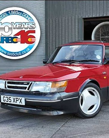 Matt Searle's stunning red 1990 Saab 900 Turbo 16S, a highlight of the NEC Classic Motor Show 2024, celebrating 40 years of the legendary Turbo 16S model.