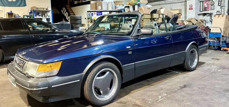 1992 Saab 900 T16S Convertible in Le Mans blue, currently listed on eBay. This rare classic features Aero 16s skirts, 16" Aero Carlsson alloy wheels, and a recently fitted convertible roof. A true gem for Saab enthusiasts and collectors.