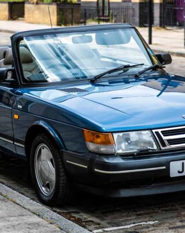 1992 Saab 900 Turbo Convertible in metallic blue color with a brand new mohair hood and excellent alloy wheels