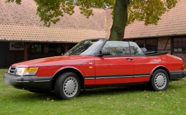 A timeless classic: This pristine 1990 Saab 900i Convertible is being auctioned for charity, combining style and compassion.