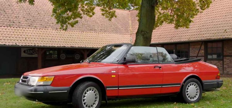 A timeless classic: This pristine 1990 Saab 900i Convertible is being auctioned for charity, combining style and compassion.