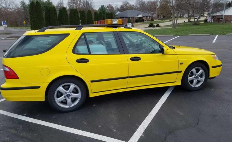 This 2004 Saab 9-5 Arc wagon, transformed into a runway friction tester by SARSYS, showcases the intersection of automotive ingenuity and aviation safety.