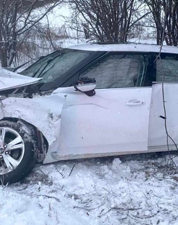 Jeffrey Porter's Saab 9-5 NG after the crash—an unshakable testament to Saab’s commitment to safety and resilience