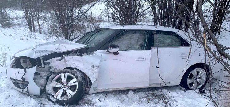 Jeffrey Porter's Saab 9-5 NG after the crash—an unshakable testament to Saab’s commitment to safety and resilience