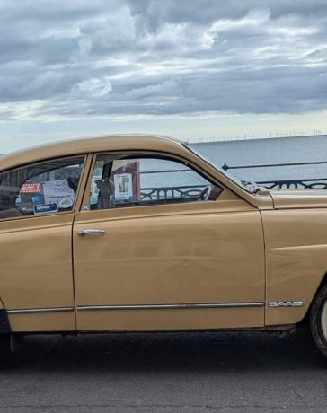 This 1973 Saab 96, captured in all its vintage glory, stands as a testament to Swedish engineering—unrestored, adventure-ready, and packed with rally-bred heritage.