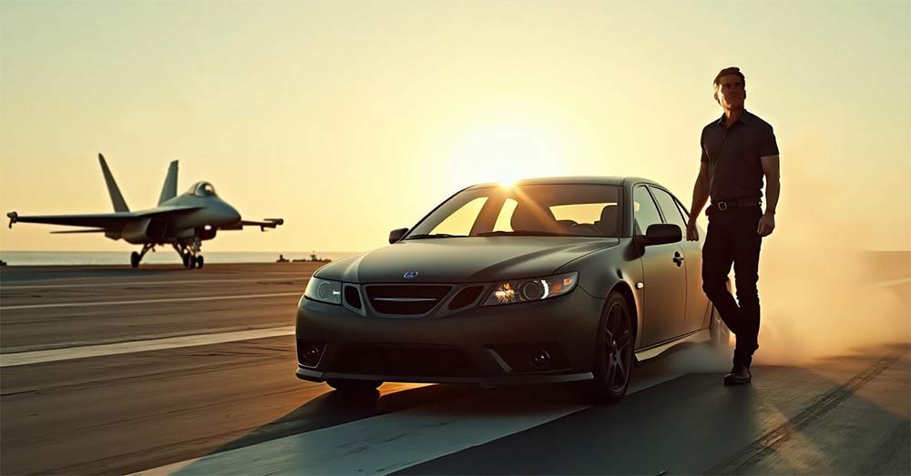 Top Gear Meets Top Gun: Henrik’s Saab 9-3 Takes Flight with Fighter Jet Precision