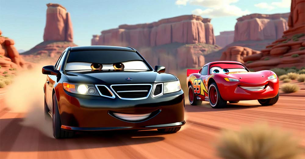 Saab Meets Lightning: Henrik Brings a 9-5 to Life in a Pixar-Inspired Desert Adventure