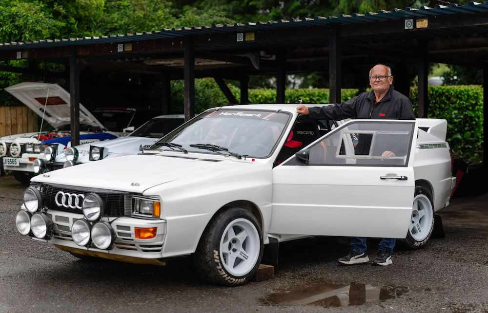 Stig Blomqvist Beside the Iconic Audi A2 Quattro: A Rally Legend Returns