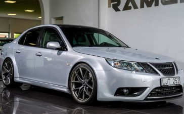 a highly modified, street-legal 2008 Saab 9-3 Aero SportSedan, featuring a stunning wide-body design and producing an incredible 700 horsepower, ready to take on both the streets and tracks.