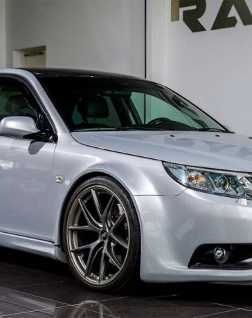 a highly modified, street-legal 2008 Saab 9-3 Aero SportSedan, featuring a stunning wide-body design and producing an incredible 700 horsepower, ready to take on both the streets and tracks.