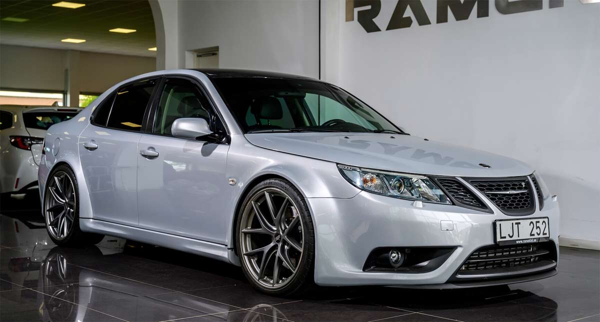 a highly modified, street-legal 2008 Saab 9-3 Aero SportSedan, featuring a stunning wide-body design and producing an incredible 700 horsepower, ready to take on both the streets and tracks.