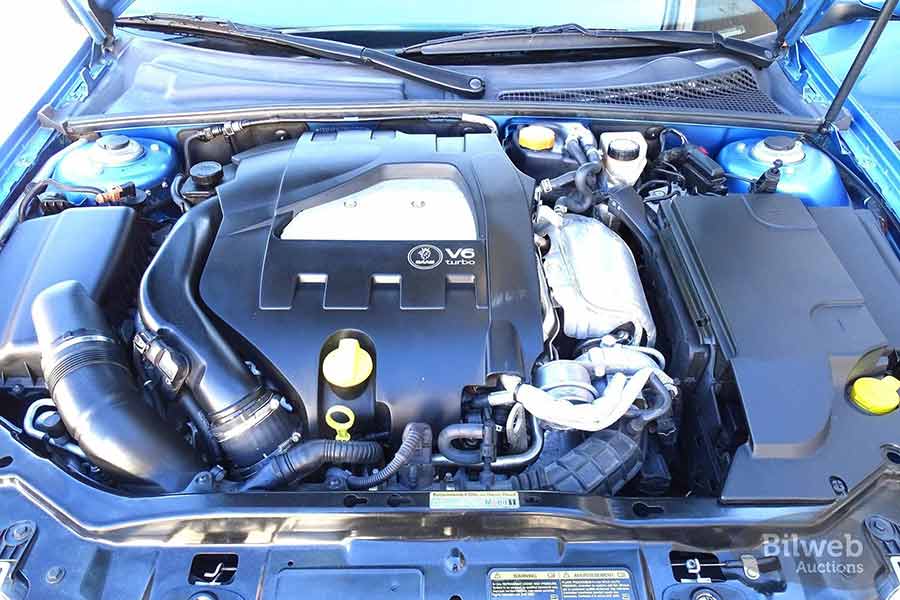 Under the hood of this rare 2006 Saab 9-3 Aero Convertible sits the powerful 2.8L turbocharged V6, producing 250 hp.