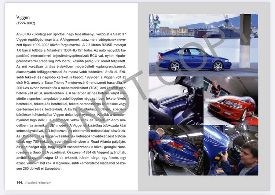 Example of a couple of pages from the book, in this case about the Saab Viggen model