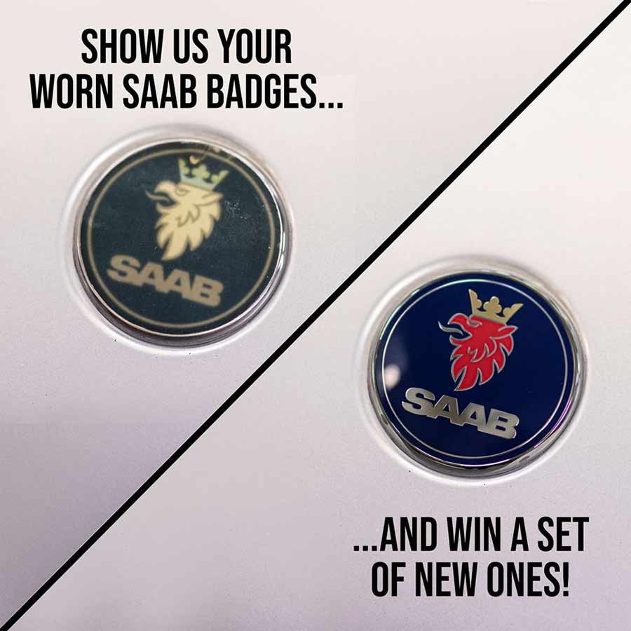 worn Saab badges